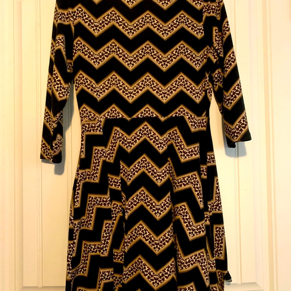 Black & brown cheetah 3/4 length sleeve dress